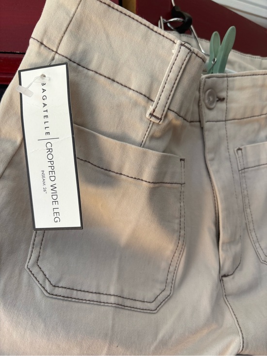 bagatelle Pants - NWT-Bagatelle Cropped Wide Leg Pants in Light Tan with Contrast Stitching